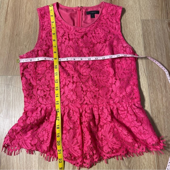 J Crew Pink Lace Peplum Sleeveless Tank Top with Scalloped Edges Women’s Size 4 - Picture 6 of 6
